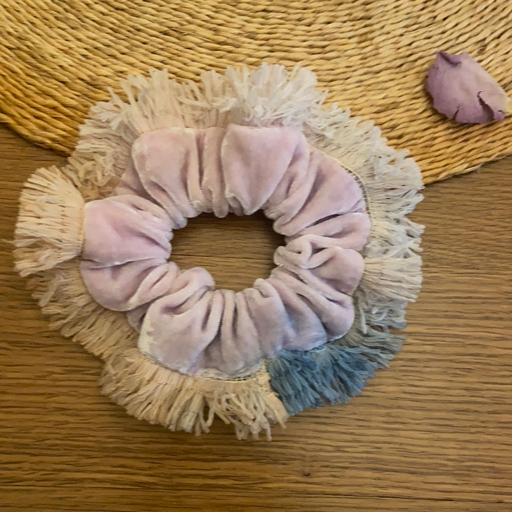 Sea Urchin scrunchie with hand dyed trim